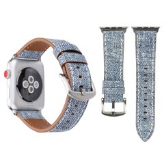 Denim Pattern Echt Leren bandje - Licht blauw - Geschikt voor Apple Watch 38mm / 40mm / 41mm / 42mm