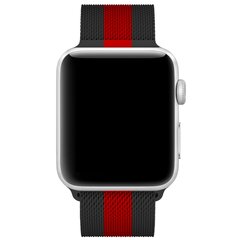 Milanese RVS bandje - Zwart met rood - Geschikt voor Apple Watch 38mm / 40mm / 41mm / 42mm