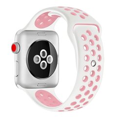 Sportbandje - Maat: M/L - Wit + Roze - Geschikt voor Apple Watch 38mm / 40mm / 41mm / 42mm