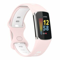 FitBit Charge 5 &amp; 6 Sportbandje met dubbele lus - Roze / wit - Tweekleurig - Maat: L
