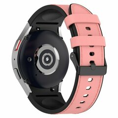 leer + siliconen bandje - Maat: large - Roze - Samsung Galaxy watch 7 / Galaxy Watch FE - 40mm &amp; 44mm