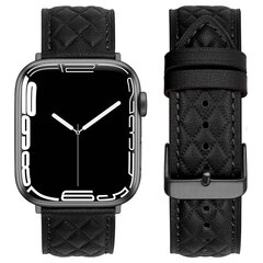 Leren bandje met diamant patroon - Zwart - Geschikt voor Apple Watch 38mm / 40mm / 41mm / 42mm