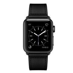 Leren bandje - Zwart - Geschikt voor Apple Watch 38mm / 40mm / 41mm / 42mm