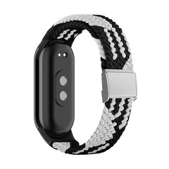 Braided nylon bandje - Zwart met wit - Xiaomi Smart Band 8 / 9 / 10