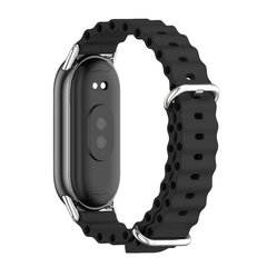 Ocean siliconen bandje - Zwart met zilveren aansluiting - Xiaomi Smart Band 8 / 9 / 10