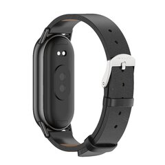 PU leren bandje - Zwart met zwarte aansluiting - Xiaomi Smart Band 8 / 9 / 10
