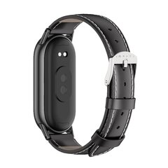 Echt leren bandje - Zwart met zwarte aansluiting - Xiaomi Smart Band 8 / 9 / 10