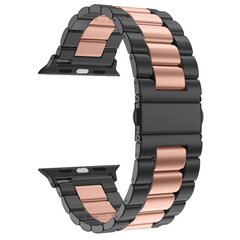 Stalen schakelband - Zwart met ros&eacute; goud - Geschikt voor Apple watch 44mm / 45mm&nbsp;/ 46mm / 49mm