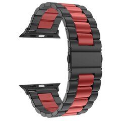 Stalen schakelband - Zwart met rood - Geschikt voor Apple watch 44mm / 45mm&nbsp;/ 46mm / 49mm