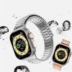 Magnetische stalen band - Zeer sterke magneet - Zilver met zwart - Geschikt voor Apple Watch 44mm / 45mm&nbsp;/ 46mm / 49mm