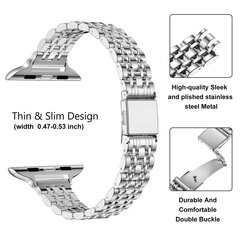 Stalen slim fit band - Sterrenlicht / Starlight - Geschikt voor Apple watch 44mm / 45mm&nbsp;/ 46mm / 49mm