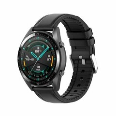 leer + siliconen bandje - Zwart - Huawei Watch 4 (pro) / 3 (pro) / Ultimate