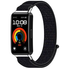 Sport loop nylon bandje - Zwart gem&ecirc;leerd - Huawei Band 10 / 9 / 8