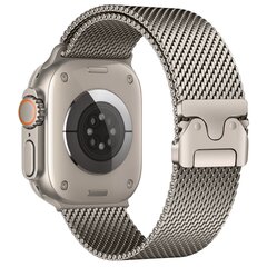 Milanese loop band met klik-sluiting - Titanium kleur - Geschikt voor Apple Watch 44mm / 45mm / 46mm / 49mm
