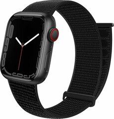 Nylon sport loop band - Zwart - Extra sterke klittenbandsluiting - Geschikt voor Apple Watch 44mm / 45mm&nbsp;/ 46mm / 49mm