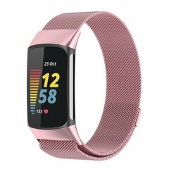 Milanese bandje - Ros&eacute; roze - Geschikt voor FitBit Charge 5