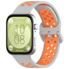 Tweekleurige siliconen band - Grijs met oranje - Huawei Watch Fit 3 / Fit 4