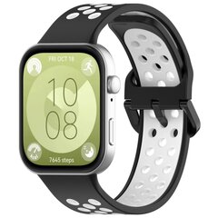 Tweekleurige siliconen band - Zwart met wit - Huawei Watch Fit 3 / Fit 4