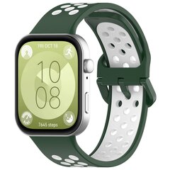 Tweekleurige siliconen band - Groen met wit - Huawei Watch Fit 3 / Fit 4