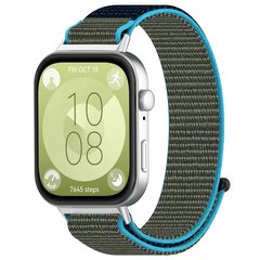 Sport loop nylon bandje - Blauw met groen - Huawei Watch Fit 3 / Fit 4