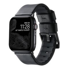 Leer + siliconen band - Zwart + zwarte aansluiting en gesp - Geschikt voor Apple Watch 44mm / 45mm&nbsp;/ 46mm / 49mm