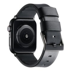 Leer + siliconen band - Zwart + zwarte aansluiting en gesp - Geschikt voor Apple Watch 44mm / 45mm&nbsp;/ 46mm / 49mm