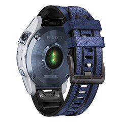 leer + siliconen bandje - Blauw - Garmin Fenix 7X / 6X / 5X