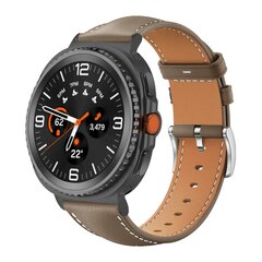 Leren bandje met zwarte connector - Grijsbruin - Samsung Galaxy Watch 8 Classic - 46mm