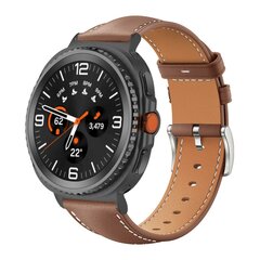 Leren bandje met zwarte connector - Bruin - Samsung Galaxy Watch 8 Classic - 46mm