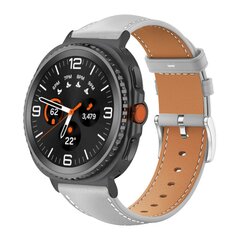 Leren bandje met zwarte connector  - Grijs - Samsung Galaxy Watch 8 Classic - 46mm