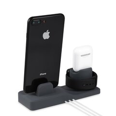 3 in 1 houder geschikt voor Apple Watch &amp; Airpods &amp; iPhone - Zwart