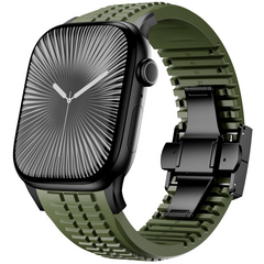 Redefine siliconen band - Groen (zwarte sluiting) - Geschikt voor Apple Watch 44mm / 45mm / 46mm / 49mm