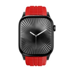 Redefine siliconen band - Rood (zwarte sluiting) - Geschikt voor Apple Watch 44mm / 45mm / 46mm / 49mm