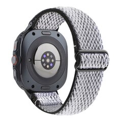 Elastische solo loop nylon bandje - Wit met zwart - Samsung Galaxy Watch 8 - 40mm / 44mm