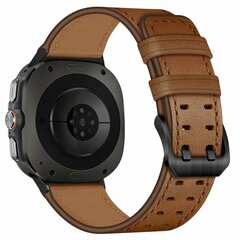 Leren band met twin gesp - Donkerbruin - Samsung Galaxy Watch 8 Classic - 46mm
