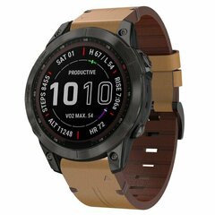 Leren bandje - Lichtbruin - Garmin Tactix 8 - 47mm