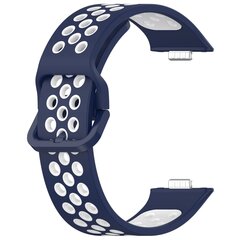Tweekleurige siliconen band - Donkerblauw met wit - Huawei Watch Fit 3 / Fit 4