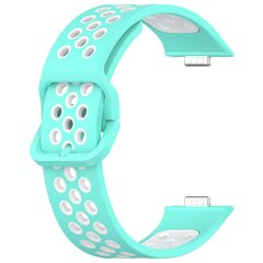 Tweekleurige siliconen band - Turquoise met wit - Huawei Watch Fit 3 / Fit 4