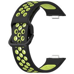 Tweekleurige siliconen band - Zwart met groen - Huawei Watch Fit 3 / Fit 4