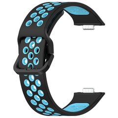 Tweekleurige siliconen band - Zwart met blauw - Huawei Watch Fit 3 / Fit 4