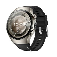 Hybride leer &amp; siliconen band 'True Fit' - Zwart - Huawei Watch 5 - 46mm
