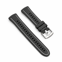 Hybride leer &amp; siliconen band 'True Fit' - Zwart - Huawei Watch 5 - 46mm