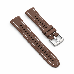 Hybride leer &amp; siliconen band 'True Fit' - Bruin - Huawei Watch 5 - 46mm