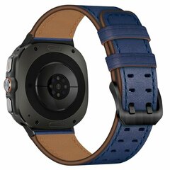 Leren band met twin gesp - Donkerblauw - Samsung Galaxy Watch 8 Classic - 46mm