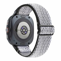 Elastische solo loop nylon bandje - Wit met zwart - Samsung Galaxy Watch 8 Classic - 46mm