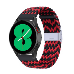Braided nylon bandje - Rood / zwart gestreept - Huawei Watch GT 6 / GT 6 pro - 46mm