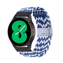 Braided nylon bandje - Blauw / wit gestreept - Huawei Watch GT 6 / GT 6 pro - 46mm