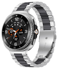 Stalen schakelband - Zilver met zwart - Samsung Galaxy Watch 8 - 40mm / 44mm