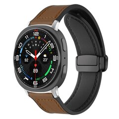 Leer + siliconen bandje - Donkerbruin - Samsung Galaxy Watch 8 Classic - 46mm