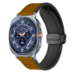 Leer + siliconen bandje - Bruin - Samsung Galaxy Watch Ultra - 47mm